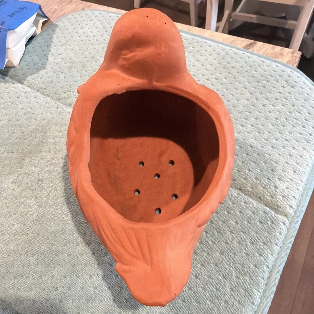 Vtg Terracotta Duck Mallard Planter 9